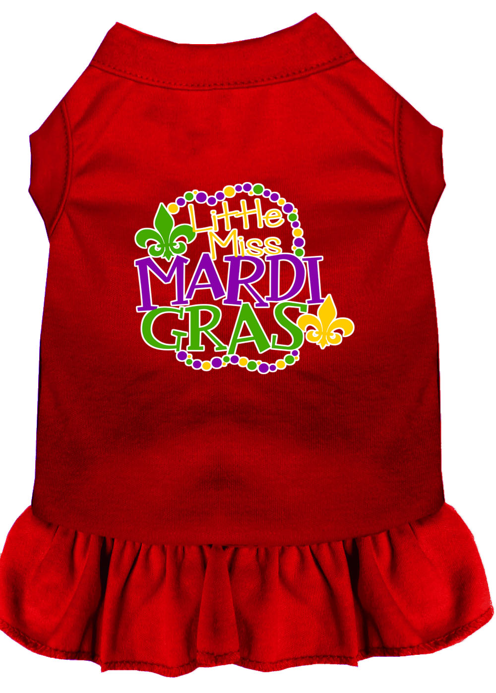 Miss Mardi Gras Screen Print Mardi Gras Dog Dress Red 4X